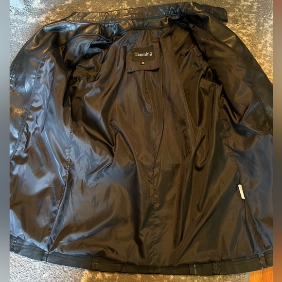 SOLD Faux Leather Black Zip Up Jacket - Picture 9 of 11